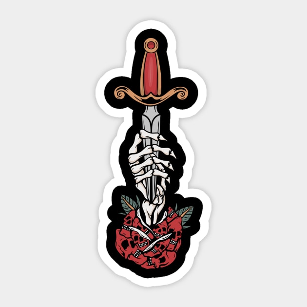 Knife and skull Sticker by gggraphicdesignnn